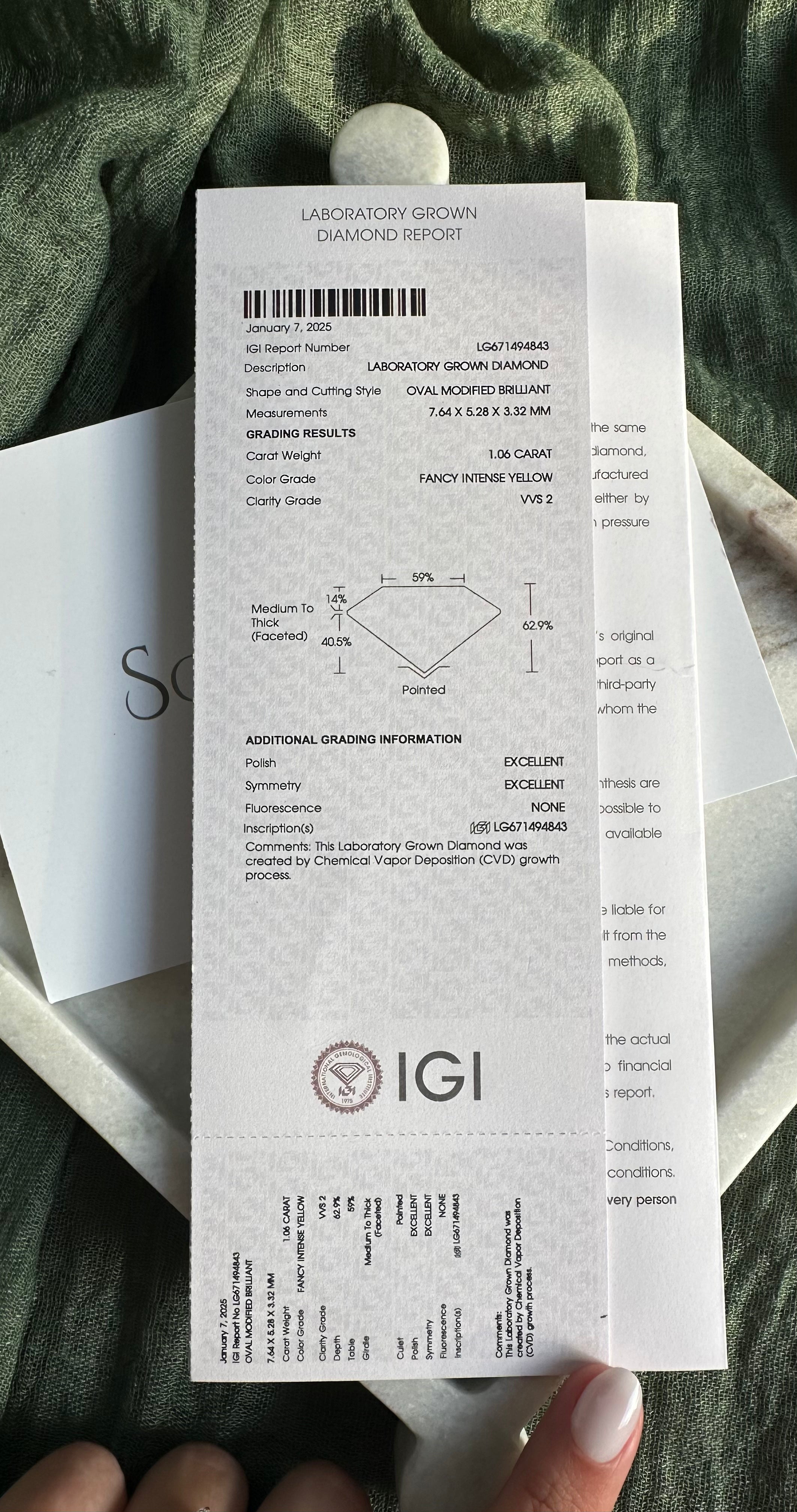 1.06 ct. Fancy Intense Yellow Oval (VVS2)